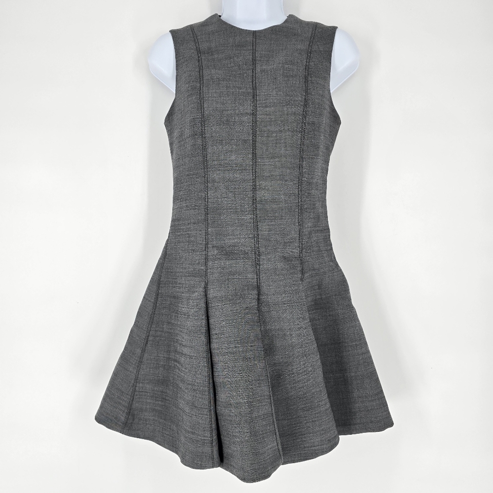Zara Grey Wool Blend Flared Hem Sleeveless Mini Dress Size S